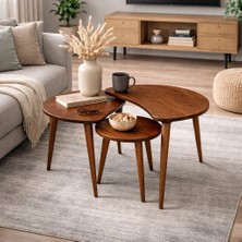 Trihome Masif Gürgen Ağacı 3’lü Zigon Sehpa Seti | Modern ve Şık Orta Sehpa Takımı