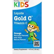 California Gold Nutrition Kids Gold C™, Sıvı C Vitamini, Portakal Aromalı, 118 ml (4 Fl Oz)