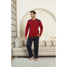 Enisena Erkek %100 Interlok Pamuk Kumaş Ekose Bloklu Pijama Takımı 12481