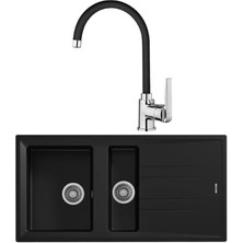 Teka Stone 60 B-Tg Siyah Granit Eviye + Teka In 995 Fn Siyah Kuğu Mutfak Bataryası Seti