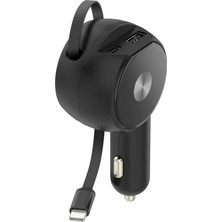 Matechno 60W Pd Hızlı Araç Şarj Adaptörü Dahili Type-C Kablo Pd 1xusb 1xtype-C Çıkışlı Araç Şarj Aleti