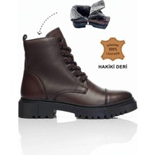 Makras Exclusive Makras Exclusıve Kadın Maskaratlı Kahve Fermuarlı Hakiki Deri Içi Kürklü Bot