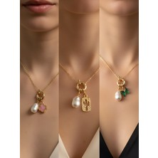 NKT Collection Zümrüt Yeşili Kelebek Kaktüs Midye Incili Kolye