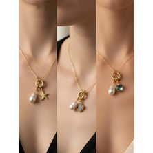 NKT Collection Turkuaz Kalp Siyah Yonca Deniz Yıldızı Incili Kolye