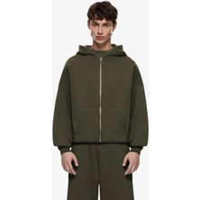 Yakamel Erkek Oversıze Fermuarlı Hırka