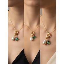 NKT Collection Zümrüt Yeşili Kelebek Zümrüt Yeşili Damla Zümrüt Yeşili Yıldız Incili Kolye