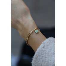 Yenigün Kuyumculuk 14 Ayar Altın Mineli Taşlı Figürlü Bileklik BLK27666