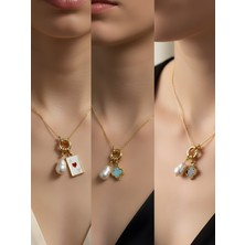 NKT Collection Siyah Yonca Turkuaz Yonca Beyaz Yonca Incili Kolye