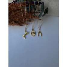 M Miel Kadın Gold Renk Çizme Kalp Detay Aşk Şans Kolyesi Paslanmaz Çelik Kolye