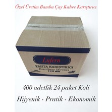 Lufern Özel Üretim Tahta Ahşap Bambu Çay Kahve Karıştırıcı Çubuk Kaşık 11 cm 400 Adetlik 24 Paket Koli