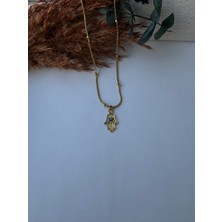 M Miel Kadın Gold Renk Fatma Ana Eli Nazar Paslanmaz Çelik Kolye