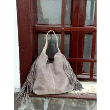 Blackbird Luxe Mila Hakiki Deri Süet Kadın El ve Omuz Çantası(Makyaj Çantalı)