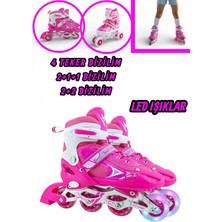Yıldırım Oyuncak Silikon Tekerli Paten Ayarlanabilir 2+1+1, 2+2 ve Tek Sıra Paten Işıklı Çocuk Pateni 3 In 1