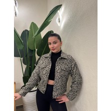 A.T. Kids-Women Kadın Leopar Desenli Kaşe Ceket – Modern Kesim Günlük Şık Ceket