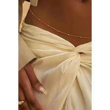 M Miel Kadın Çelik Kararmaz Top Detay Bel Zinciri Bel Kolyesi