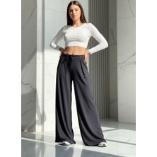 Sagre&Sisters Geniş Paça Basic Model Kumaş Siyah Pantolon
