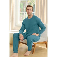 Erkek Aydoğan Waffle  Uzun Kol Pijama Takımı 250647 PETROL01