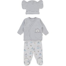 Bebetto Organik Süprem Double Zıbın Set 3lü (Organıc Stars And Koalas) Gri