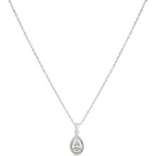 Pazarois Damla Figürlü Gümüş Renkli Çelik Kolye