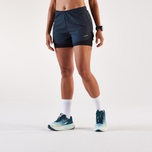 Decathlon Kiprun Kadın 2'si 1 Arada Koşu Şortu - Siyah - Kiprun Run 500 Confort