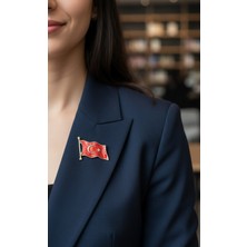 Efeaks Kristal Işıltılı ve Mine Işçilikli Ay Yıldız Yaka Iğnesi