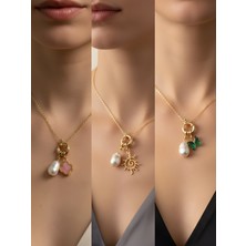 NKT Collection Zümrüt Yeşili Kelebek Güneş Midye Incili Kolye