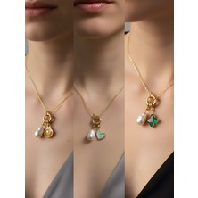 NKT Collection Zümrüt Yeşili Yıldız Midye Turkuaz Kalp Incili Kolye