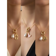 NKT Collection Hayat Ağacı Pembe Kalp Kaktüs Incili Kolye