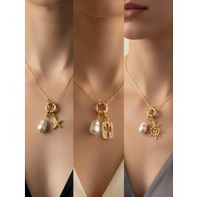 NKT Collection Güneş Kaktüs Deniz Yıldızı Incili Kolye