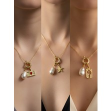 NKT Collection Kaktüs Deniz Yıldızı Ay Güneş Incili Kolye