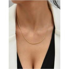 Unisex Çelik Gold Renk 60 cm Ince Italyan Zincir Kolye