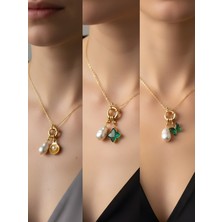 NKT Collection Zümrüt Yeşili Kelebek Zümrüt Yeşili Yıldız Midye Incili Kolye