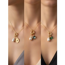 NKT Collection Turkuaz Kalp Zümrüt Yeşili Kelebek Güneş Incili Kolye