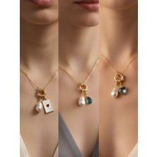 NKT Collection Turkuaz Kalp Turkuaz Damla Turkuaz Kalp Incili Kolye