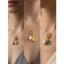 NKT Collection Zümrüt Yeşili Damla Deniz Kabuğu Midye Incili Kolye