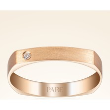 Pare Pırlanta 0,02 Karat Pırlantalı Kare Mat Kadın Alyans