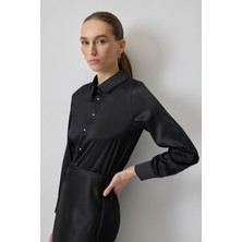 JOOQSTORE Çıtçıtlı Saten Gömlek Body