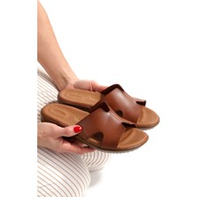 Artı Artı Ayakkabı ARTI-ARTI020-5006 Ortopedik Topuk Dikeni Fonksiyonlu Kadın Taba Terlik