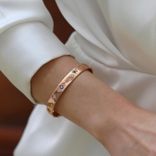 Necati Gün Apm Modeli Figürlü Rose Gold Şans Gümüş Kelepçe