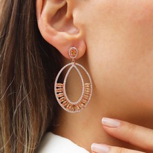 Necati Gün Sitrin Taşlı Glamore Rose Gold Gümüş Küpe