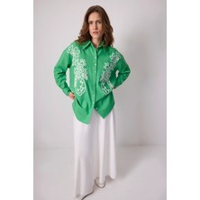 JOOQSTORE Kontrast Nakışlı Gömlek