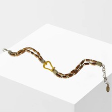 Necati Gün Doğal Taşlı Gold Sılver Çelik Erkek Bileklik