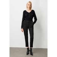 Ekol Beli Lastikli Simli Kumaş Pantolon 1041