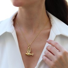 Necati Gün Kuş Bombeli Gold Gümüş Kolye