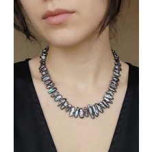 Aytens Takı Gerçek Barok Inci Tasarım Kolye - Antrasit Iri Taneli El Işçiliği