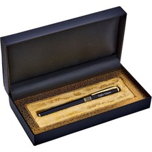 Pigado Isme Kişiye Özel Siyah Gold Desenli Pistonlu Dolma Kalem