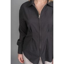 MissVina Önü Fermuarlı Belden Dar Gömlek 70026