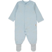 Bebetto Organik Interlok Çoraplı Tulum (Organıc Sleepy Sheepy) Mavi