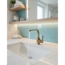 Emfa Aksesuar Antik Eskitme Kare Lavabo Bataryası - Kare Banyo Bataryası Pirinç