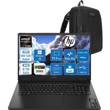 Hp Omen 17-DB1022NT Amd Ryzen Aı 9 365 80GB Ddr5 8tb SSD Windows 11 Pro RTX5060 8gb Gddr6 17.3 Inç Fullhd (1920 x 1080) 144Hz 7ms 300NITS IPS Taşınabilir Bilgisayar CD5N2EAP42 + Zetta Çanta
